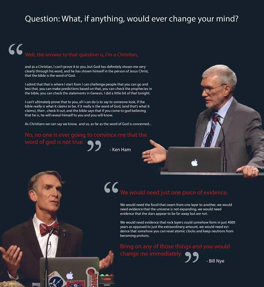 Bill Nye v Ken Ham What would Change your Mind